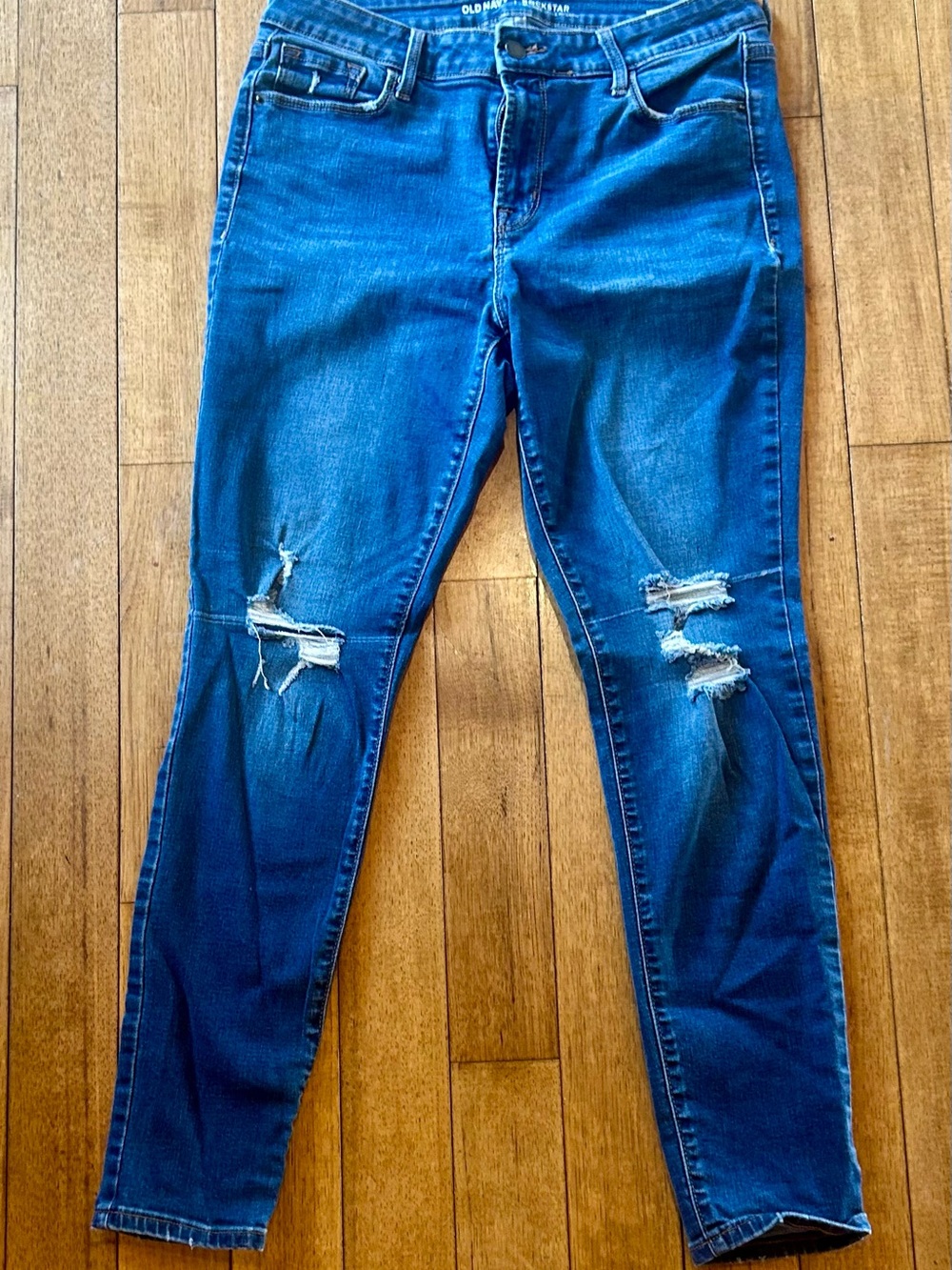Old Navy Dark Blue Distressed Skinny Jeans for Women